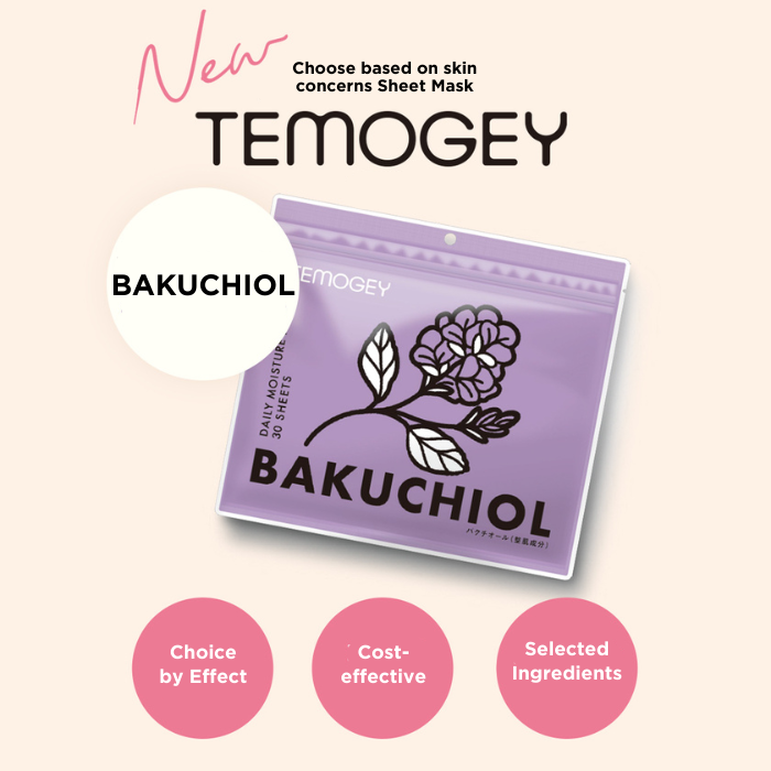 TEMOGEY Daily Moisture Sheet Mask Bakuchiol- 30 Pieces