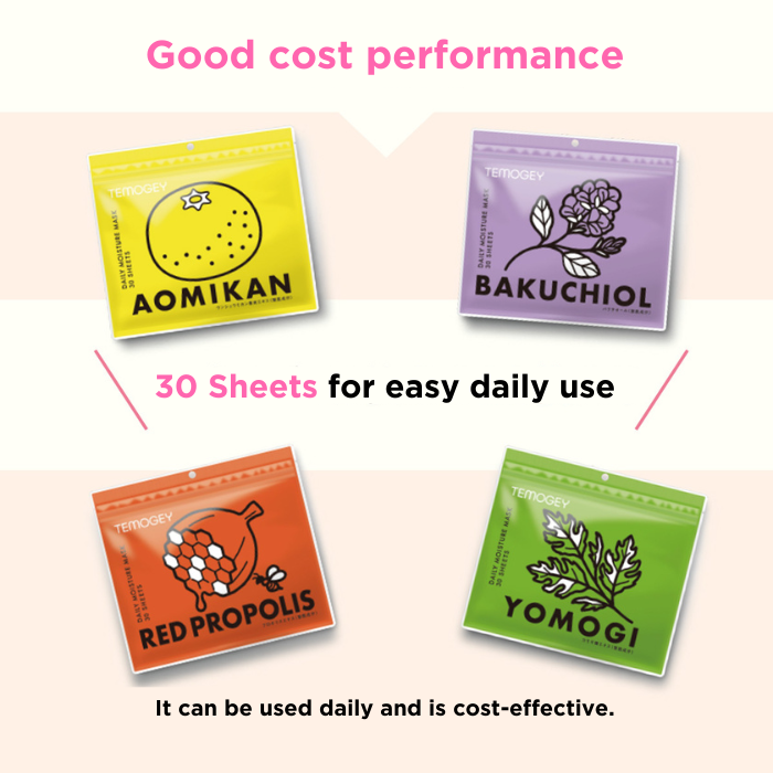 TEMOGEY Daily Moisture Sheet Mask Yomogi - 30 Pieces